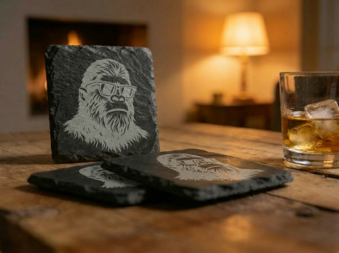 Sasquatch Slate Coaster – Rustic Stone Drink Coaster
