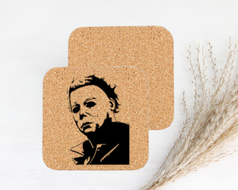 Michael Myers Engraved Square Cork Coaster